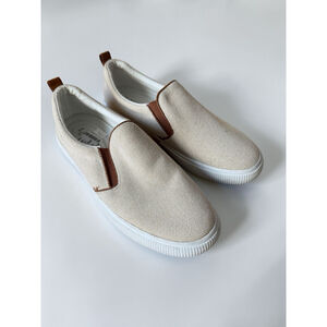 LAUREN Ralph Lauren Haddley Canvas Slip-on Sneaker 2212 Beige Size 7.5 Display